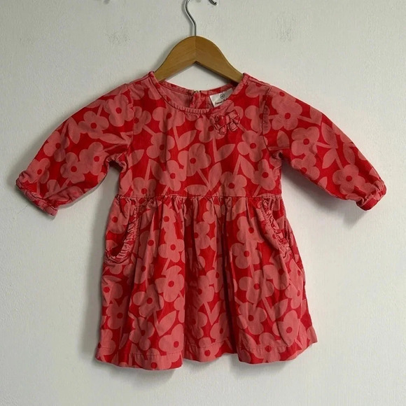 Sweet Hanna Andersson Size 3 (90) Corduroy Floral Dress‎ Pockets Lightweight - Picture 1 of 14